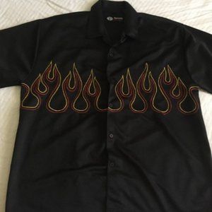 Flames / Fire Button Up Shirt Large